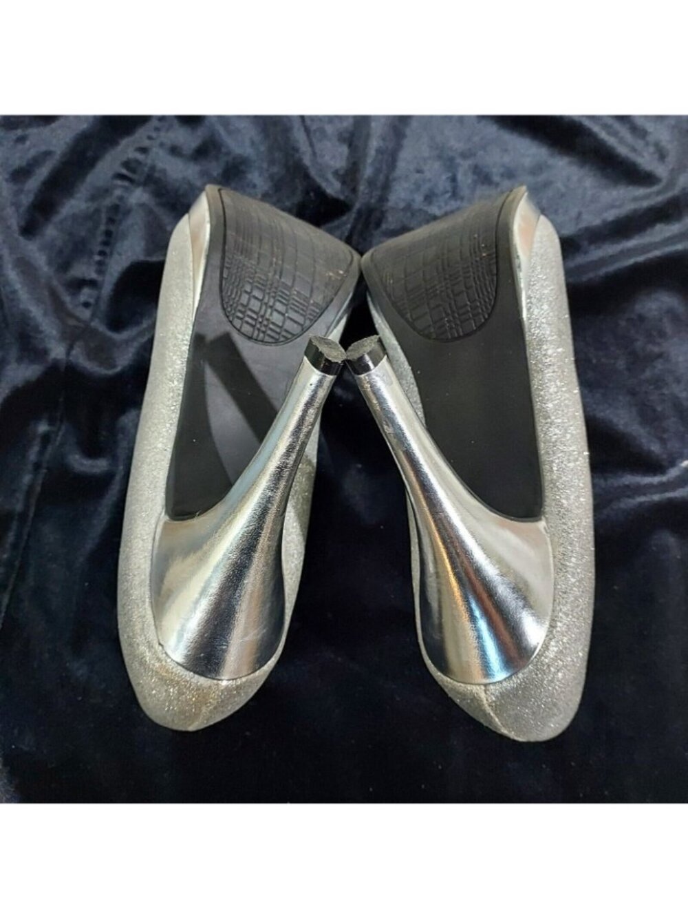 Rampage Gracee Glitter Heels Womens Sz M Silver Platform Slip On Pumps - Picture 5 of 12
